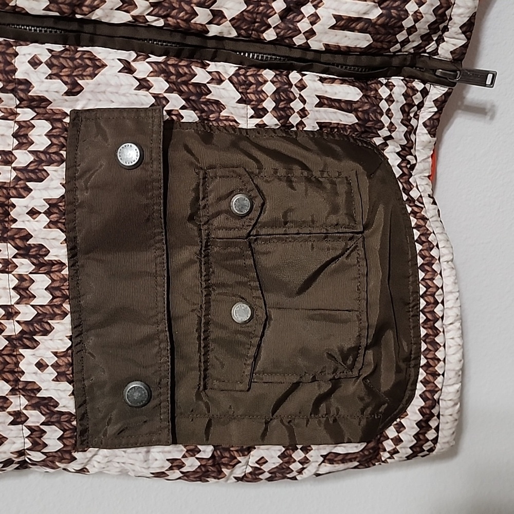 Men's Sean John Mens Brown Orange Print Puffer Vest Size XXL - Picture 3 of 9
